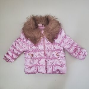 Juicy Couture baby glam satin pink puffer coat